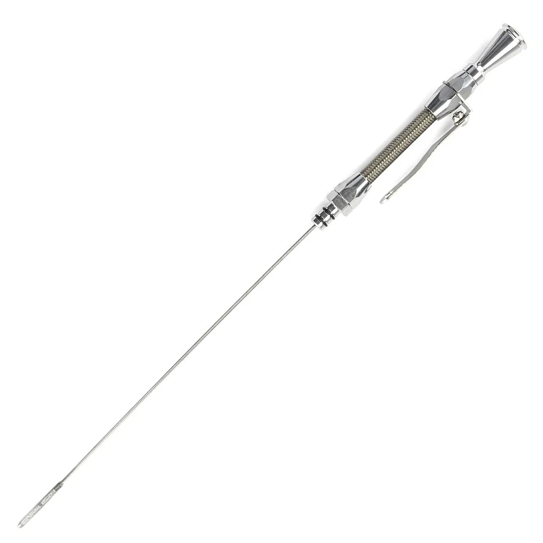 ED-5002 – LOKAR Oil Dipstick, For 1979 and Earlier Chevy Small Block Push Into Block Drivers Side Stainless Braided O...